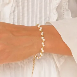 Wasserfest Perle Armband aus vergoldetem Stahl - OCEANA