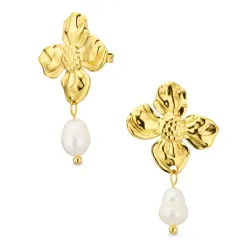 Wasserfester Blumen Ohrringe in vergoldetem Stahl - OCEANA