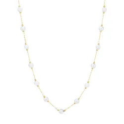 Wasserfest Perle Halskette aus vergoldetem Stahl - OCEANA