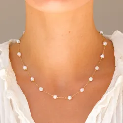 Wasserfest Perle Halskette aus vergoldetem Stahl - OCEANA