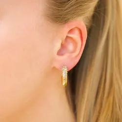 Wasserfester Zirkon Halbkreolen in vergoldetem Edelstahl - OCEANA