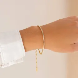 Wasserfest Zirkon Armband aus vergoldetem Stahl - OCEANA