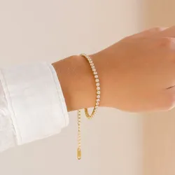 Wasserfest Zirkon Armband aus vergoldetem Stahl - OCEANA