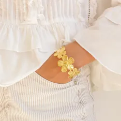 Wasserfest Blumen Armband aus vergoldetem Stahl - OCEANA