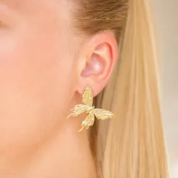 Wasserfester Schmetterlinge Ohrringe in vergoldetem Stahl - OCEANA