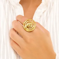 Wasserfest Rose Ring aus vergoldetem Edelstahl - OCEANA