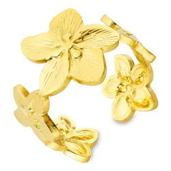 Wasserfest Blumen Ring aus vergoldetem Edelstahl - OCEANA