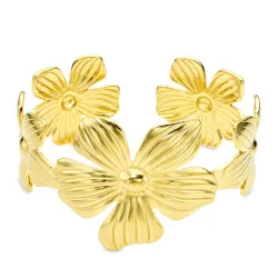 Wasserfest Blumen Armband aus vergoldetem Stahl - OCEANA