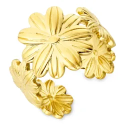 Wasserfest Blumen Ring aus vergoldetem Edelstahl - OCEANA