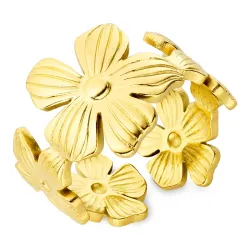 Wasserfest Blumen Ring aus vergoldetem Edelstahl - OCEANA