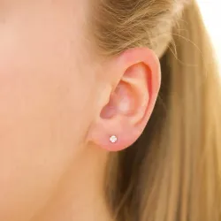 3 mm Wasserfester Zirkon Solitärohrstecker in vergoldetem Stahl - OCEANA