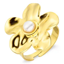 Wasserfest Blumen Ring aus vergoldetem Edelstahl - OCEANA