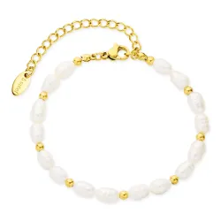 Wasserfest Perle Armband aus vergoldetem Stahl - OCEANA