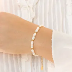 Wasserfest Perle Armband aus vergoldetem Stahl - OCEANA