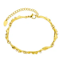 Wasserfest Perle Armband aus vergoldetem Stahl - OCEANA