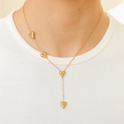 Wasserfest Herz Halskette aus vergoldetem Stahl - OCEANA
