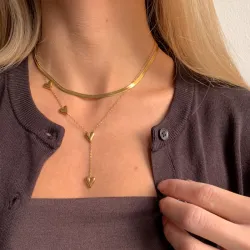 Wasserfest Herz Halskette aus vergoldetem Stahl - OCEANA