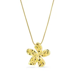 Wasserfest Blumen Halskette aus vergoldetem Stahl - OCEANA