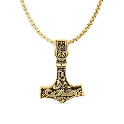 Wasserfest Thors Hammer Halskette aus vergoldetem Stahl - OCEANA