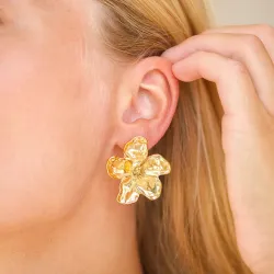 Wasserfester Blumen Ohrringe in vergoldetem Stahl - OCEANA