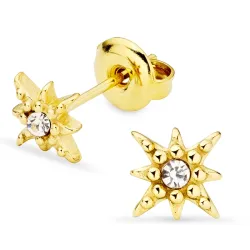 Wasserfester Stern weißem Zirkon Ohrringe in vergoldetem Stahl - OCEANA