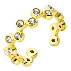 Wasserfest Zirkon justierbar Ring aus vergoldetem Edelstahl - OCEANA