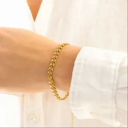 Wasserfest Armband aus vergoldetem Edelstahl 17 + 5 cm x 5,9 mm  - OCEANA