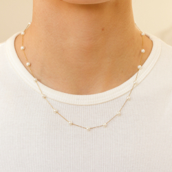 Wasserfest Perle Halskette aus vergoldetem Edelstahl 45+5 cm x 4,2 mm  - OCEANA