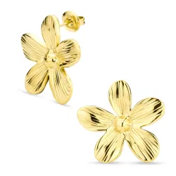 Wasserfester Blumen Ohrringe in vergoldetem Stahl - OCEANA