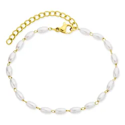 Wasserfest Perle Armband aus vergoldetem Stahl - OCEANA