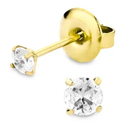 3 mm Wasserfester Solitärohrstecker in vergoldetem Stahl - OCEANA