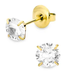 6 mm Wasserfester Solitärohrstecker in vergoldetem Edelstahl - OCEANA