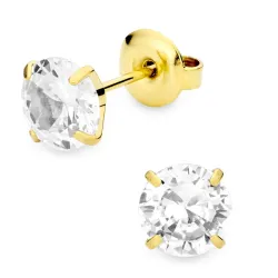 7 mm Wasserfester Zirkon Solitärohrstecker in vergoldetem Stahl - OCEANA