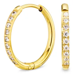 15 mm Wasserfester Zirkon Kreole in vergoldetem Stahl - OCEANA