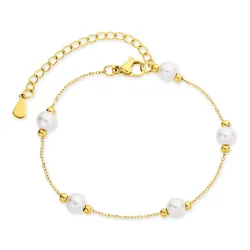 Wasserfest Perle Armband aus vergoldetem Stahl - OCEANA