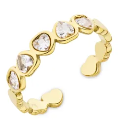 Wasserfest Herz Zirkon justierbar Ring Gr.54-58 aus vergoldetem Edelstahl - OCEANA