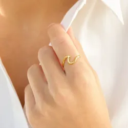 Wasserfest justierbar Ring aus vergoldetem Edelstahl - OCEANA