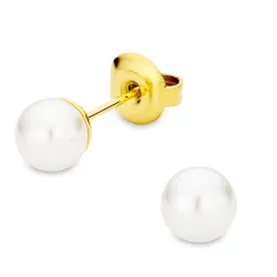 6 mm Wasserfester Perle Ohrstecker in vergoldetem Stahl - OCEANA