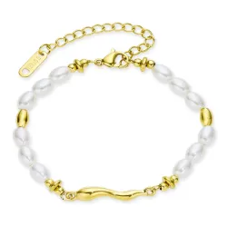 Wasserfest Perle Armband aus vergoldetem Stahl - OCEANA