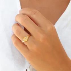 Wasserfest Stern Zirkon Ring aus vergoldetem Edelstahl - OCEANA