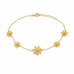 Wasserfest Blumen Armband aus vergoldetem Stahl - OCEANA
