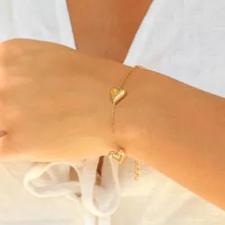 Wasserfest Herz Armband aus vergoldetem Stahl und Herzförmiger Anhänger aus Stahl - OCEANA