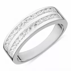 weißem Ring aus rhodiniertem Silber