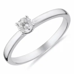 weißem Zirkon Solitärring aus rhodiniertem Silber