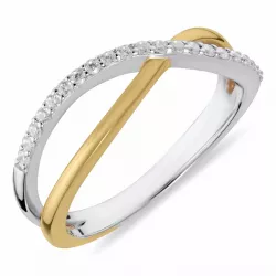 Zirkon Ring aus vergoldetem Sterlingsilber mit rhodiniertem Silber