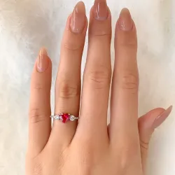 rotem Zirkon vergoldetem Fingerring aus rhodiniertem Silber