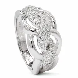 Geflochtenes Zirkon Ring aus rhodiniertem Silber