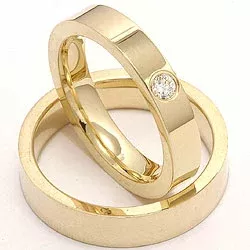 Diamant trauringe aus 14 Karat Gold 0,10 ct - set