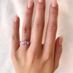 runder rosa Zirkon Ring aus Silber