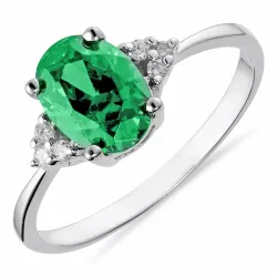 Ovaler grünem Zirkon Ring aus Silber